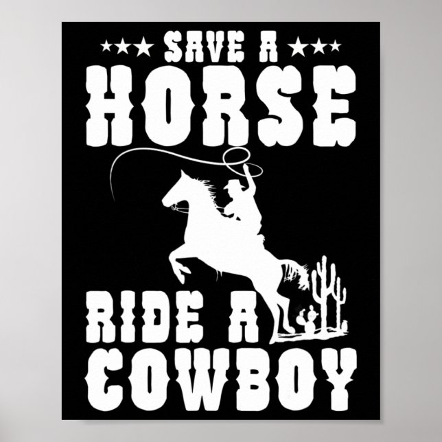 Poster Économisez Une Promenade À Cheval Un Cowboy Drôle  (Devant)