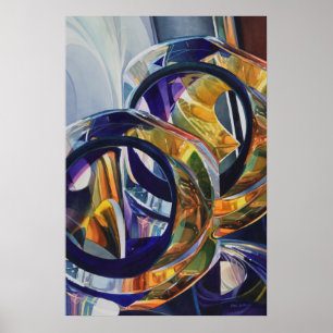 Poster "Écossais aquarelle en verre d'art sur roches"