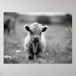 Poster Écossais Veau de la Highland Vache bébé Noir doux
