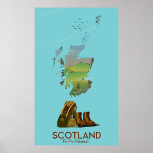 Poster Ecosse carte de voyage vintage randonnée