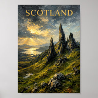 Poster Écosse : souvenir d'art auroral mythique des Highl