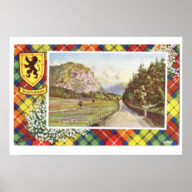 Poster Ecosse vintage, Buchanan, Pass de ballater (Devant)