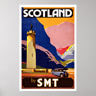 Poster Ecosse Vintage voyage En Bus