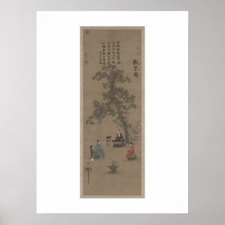Poster Écoute du Qin - Empereur Huizong, dynastie Song