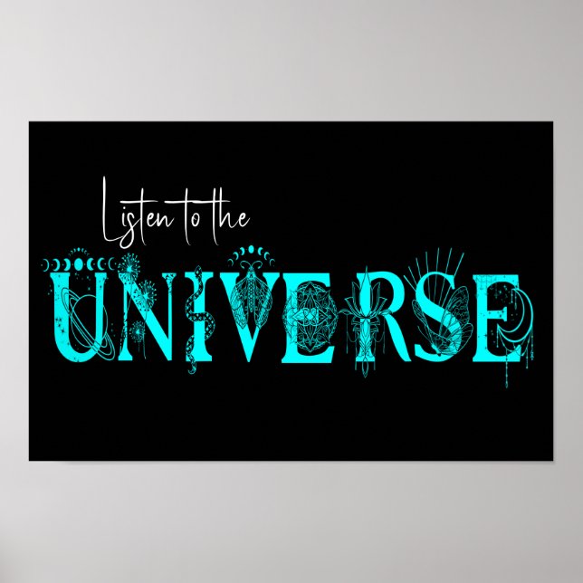 Poster Ecoutez l'univers Stars Lotus moon Sun Art (Devant)