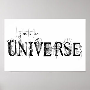 Poster Ecoutez l'univers Stars Lotus moon Sun Art