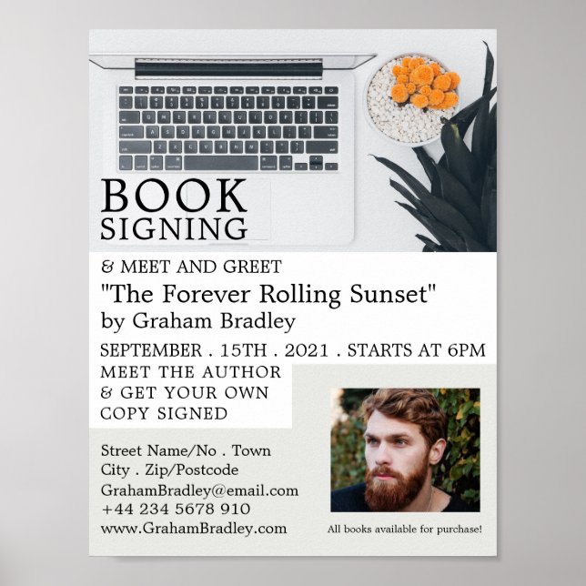 Poster Écran d'ordinateur portable, Écrivains livre signa (Devant)