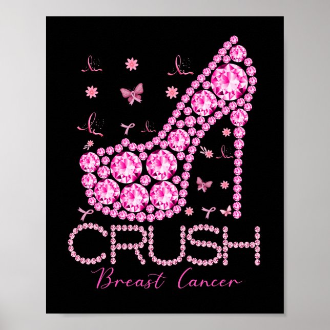 Poster Écraser le cancer du sein Sensibilisation Bling ro (Devant)