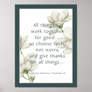 Poster Écriture biblique Encouragement Citations Fleur bl