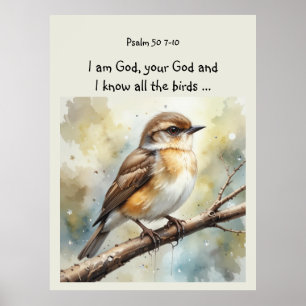 Poster Écriture biblique inspirante Citation Psaume Oisea