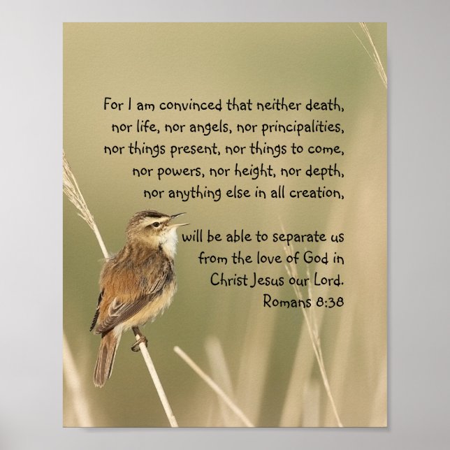 Poster Écriture biblique inspirante Citation Romains 8:38 (Devant)