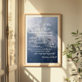 Poster Écriture Calligraphie Matthieu 6 26 34 Verse de la