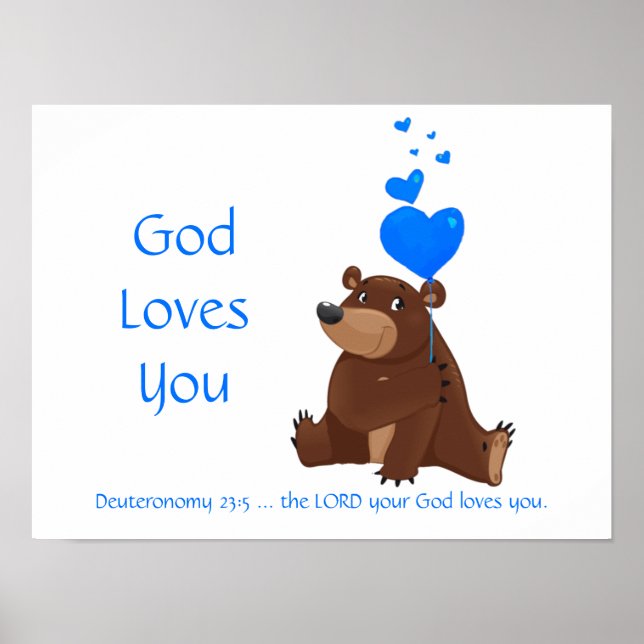 Poster Écriture De Salle Enfants, Dieu Vous Aime Mignonne (Devant)