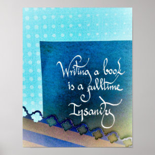 Poster Ecriture d'un livre auteur manifeste vibes bleues