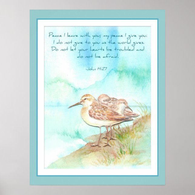 Poster Écriture, Inspirationnelle, Paix, John 14:27 Plage (Devant)