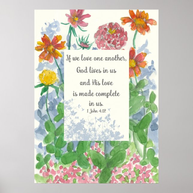 Poster Écriture Jean 4:12 L'Amour L'Un L'Autre Religieux (Devant)