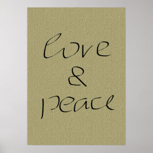 Poster Écriture manuscrite Amour et Paix sur toile