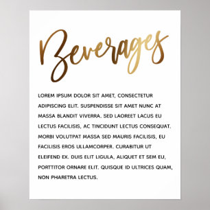 Poster Écriture manuscrite minimale or Boissons d'événeme