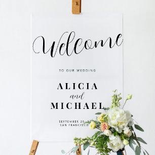 Poster Ecriture moderne élégante mariage signe de bienven