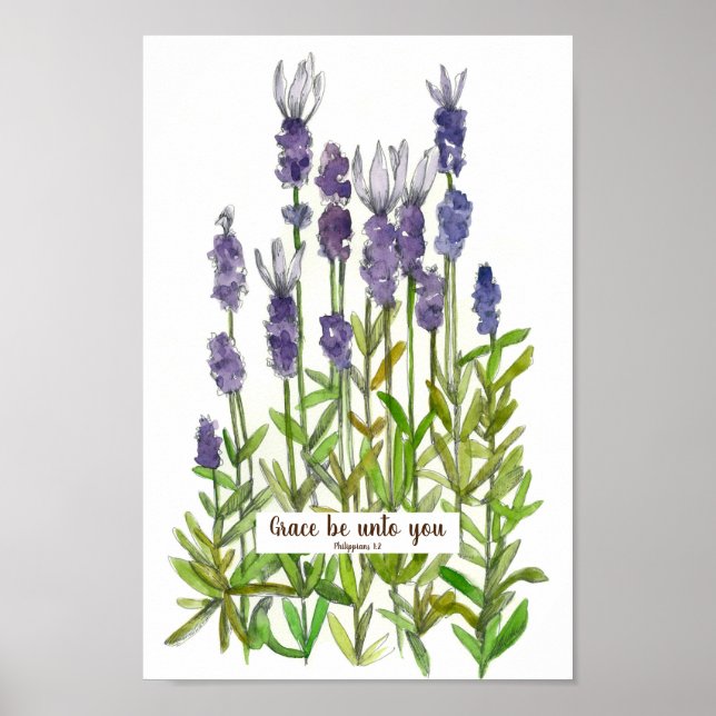 Poster Écriture Philippiens 1:2 Bible Verse Lavender (Devant)