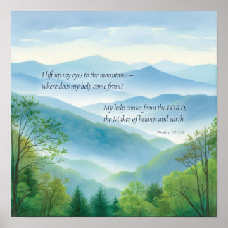 Poster Écriture Psaume 121 Je lève mes yeux vers les mont