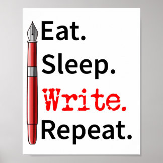 Poster Ecrivain de répétition d'écriture du sommeil de l'