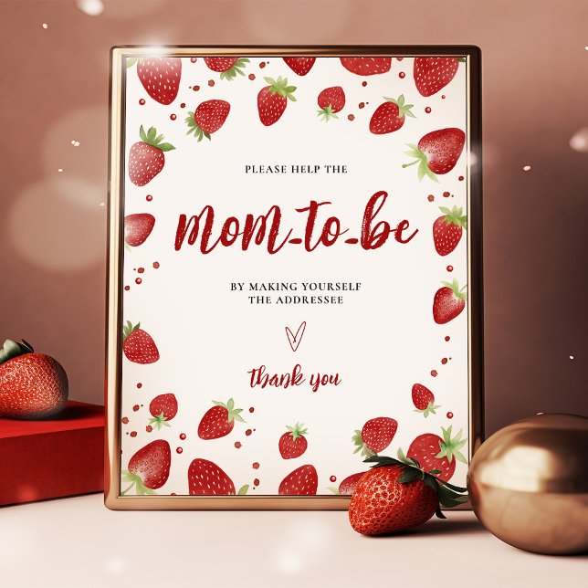 Poster Écrivez votre adresse Baby shower fraise signe (Créateur téléchargé)