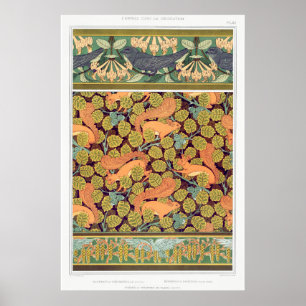 Poster Écureuil art nouveau verneuil textile automne art
