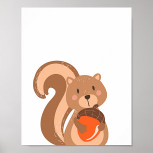 Poster Écureuil Bois Animaux Pépinière Mur Art Imprimer