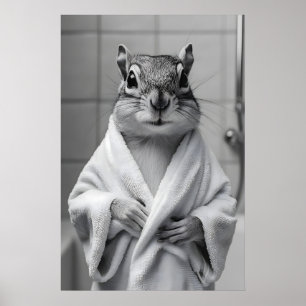 Poster Écureuil dans une robe de chambre imprimée, mur de