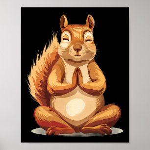 Poster Écureuil de méditation Spiritualité Yoga Bouddhist