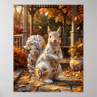Poster Écureuil de porcelaine Chêne Jardin