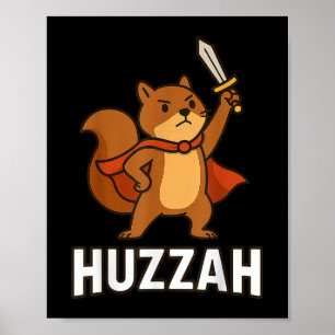 Poster Écureuil Huzzah Chevalier Epée Drôle Pour Hommes F