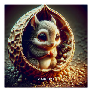 Poster Écureuil mignon de fantaisie à l'intérieur d'une c