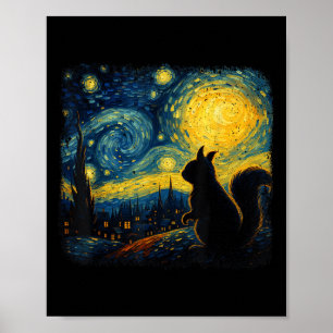 Poster Écureuil Starry Night Van Gogh Art Pour Hommes Fem
