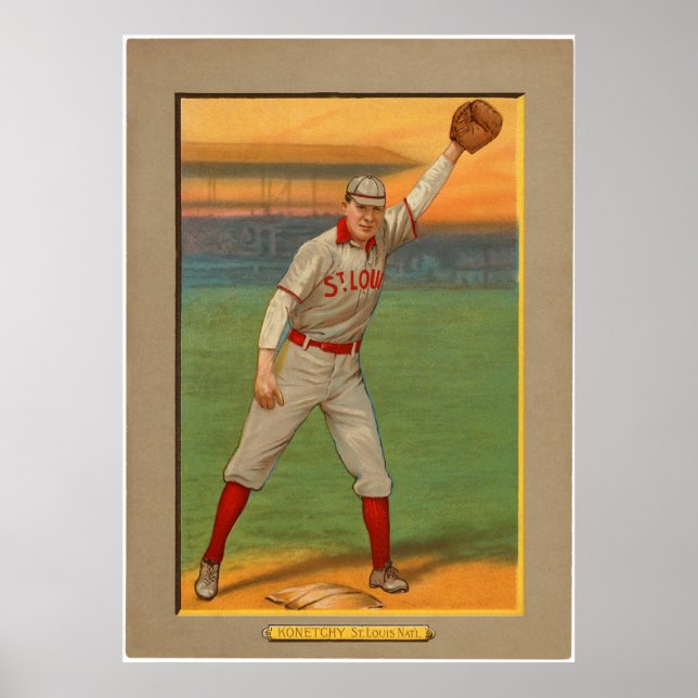 Poster Ed Konetchy Cardinals Baseball 1911 (Devant)