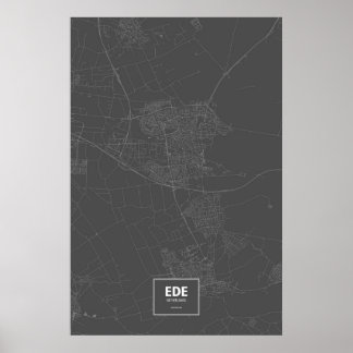 Poster Ede, Pays-Bas (blanc sur noir)