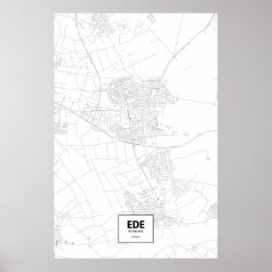 Poster Ede, Pays-Bas (noir sur blanc)