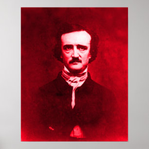 Poster Edgar Allan Poe en rouge