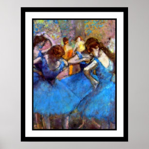 Poster Edgar Degas - Dancers In Blue - Ballet Dance Lover