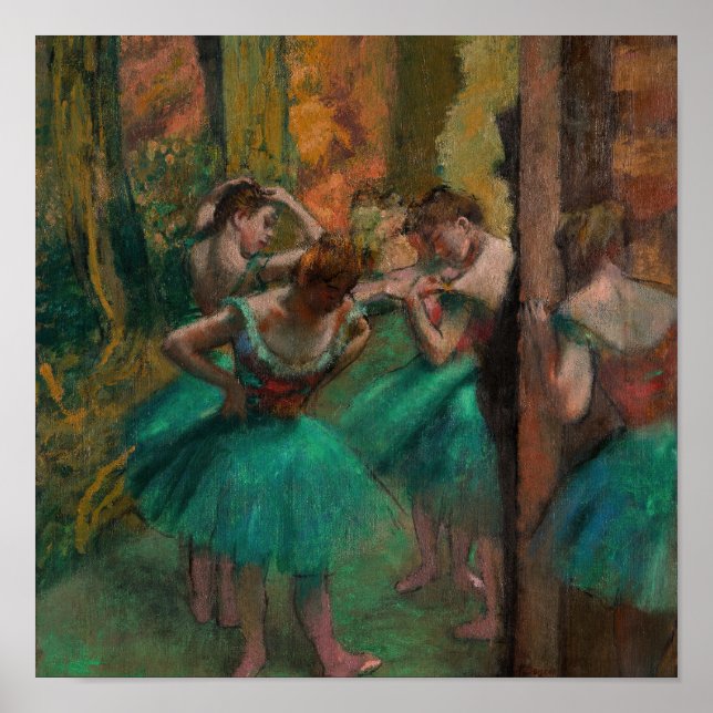Poster Edgar Degas - Danseuses, Rose et Vert (Devant)