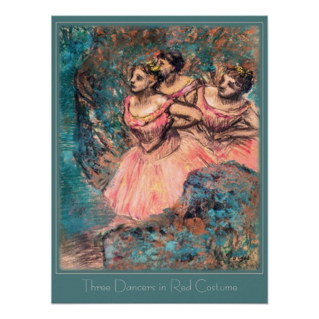 Poster Edgar Degas Trois danseurs en Red CC0390 (Devant)