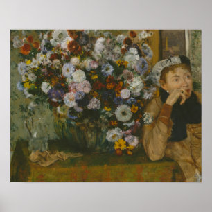 Poster Edgar Degas - Une femme assise à côté d'un vase
