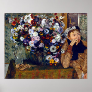 Poster Edgar Degas une femme assise près d'un vase de