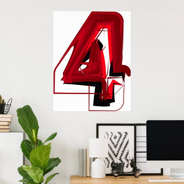 Poster Edgy Abstrait rouge et noir numéro 4 (Créateur téléchargé)