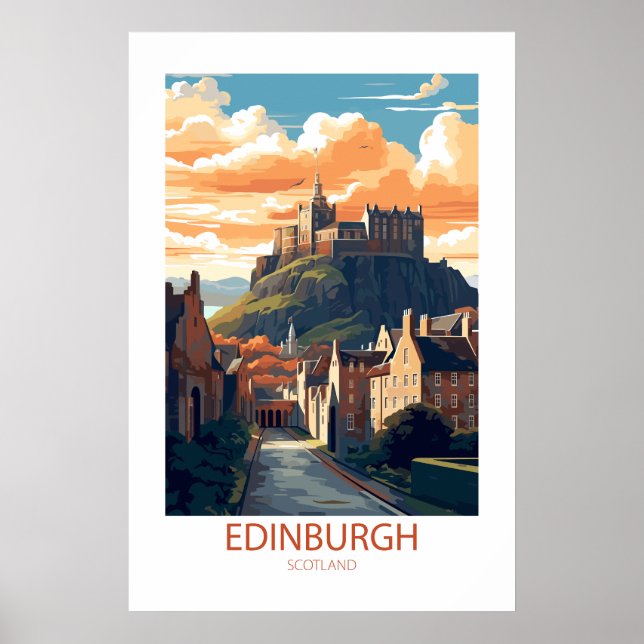 Poster Edimbourg Écosse célèbres lieux de voyage (Devant)