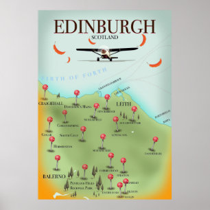 Poster Edimbourg Écosse style vintage carte imprimé