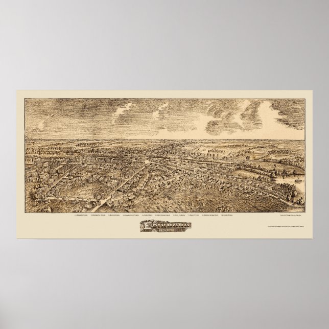 Poster Edinboro, PA Carte panoramique - 1898 (Devant)