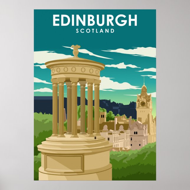 Poster Edinburgh Scotland City Illustration Travel (Devant)
