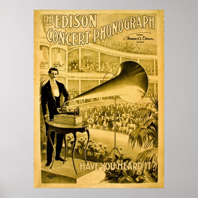 Poster Edison Concert Phonographe Vintage Advert (Devant)